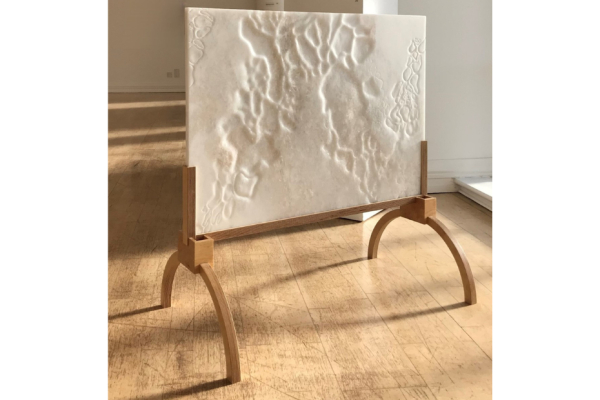 Marble Sculpture with Birch Plywood Stand