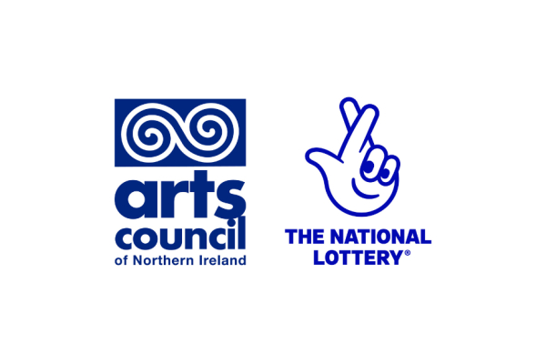 Arts Council of NI logo with National Lottery crossed finger logo to the right of it