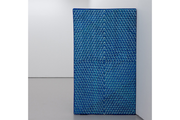 Portal by Grace McMurray. Glitter and Velvet Ribbon Weave on Wooden Frame