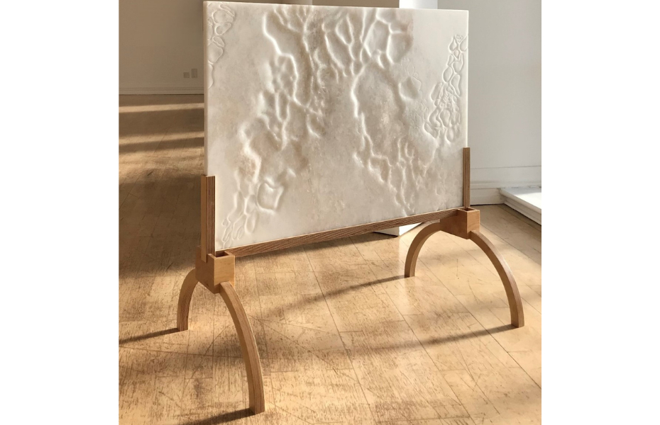 Marble Sculpture with Birch Plywood Stand