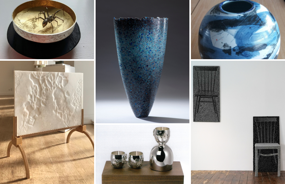 collage of craft pieces featured in the exhibition.