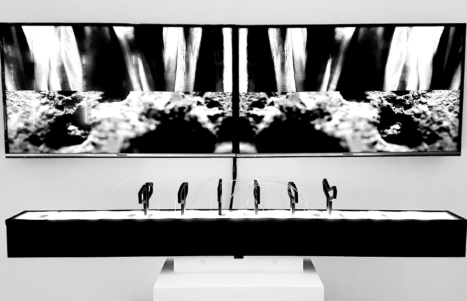 Black and White Mixed Media Sculptural Assemblage, Video & Interactive Sound Installation.